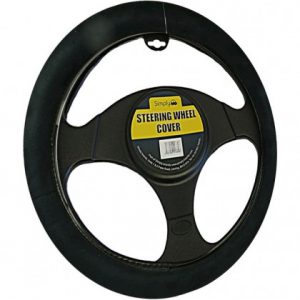 PLUSH THICK BLACK STEERING WHEEL COVER