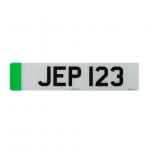 Pair of Number plates 520 x 111mm with green flash for Zero emissions vehicles